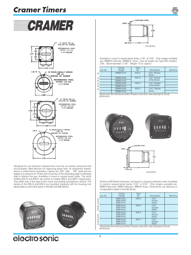 Cramer ElectroSonic Timers Cat 4p | PDF