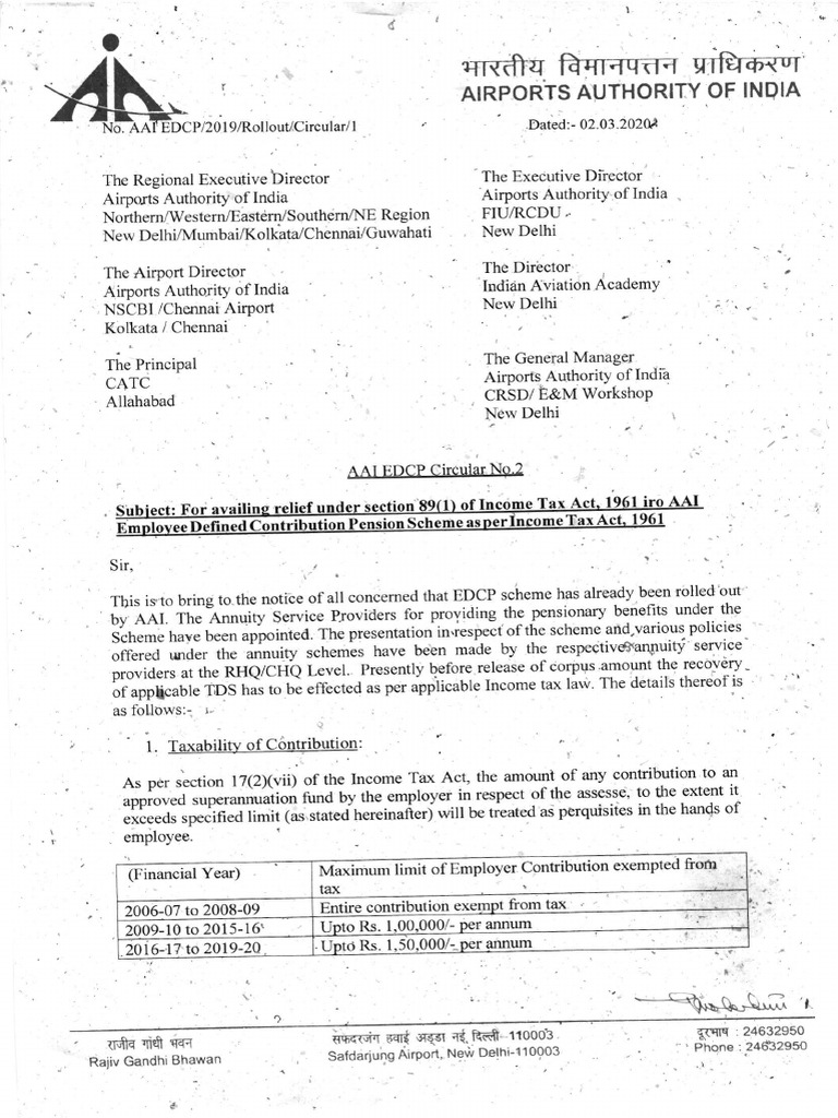 AAI EDCP Circular No. 2 | PDF | Payments | Taxes