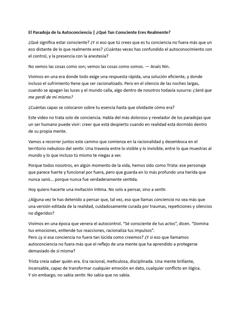 El Paradoja de la Autoconciencia | PDF | Mente | Sufrimiento