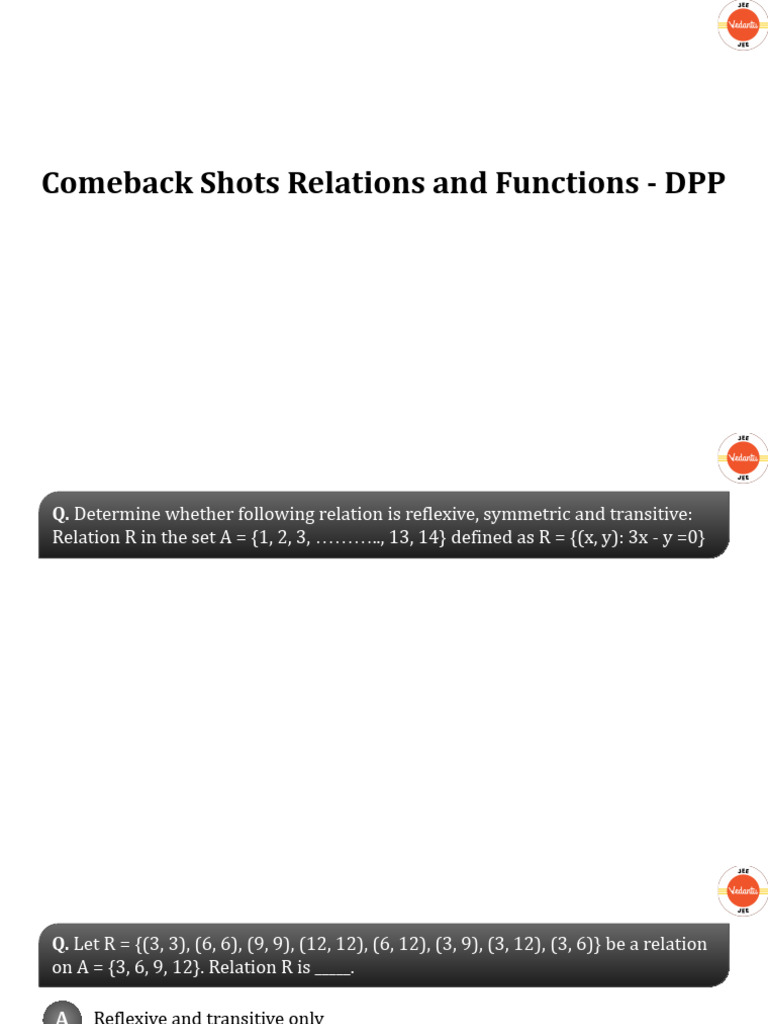 Comeback+Shots+Relations+and+Functions+ +DPP++ | PDF | Mathematical ...
