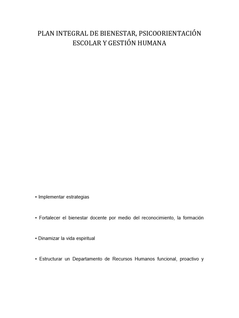Plan Integral Bienestar | PDF | Gestión de recursos humanos | Salud mental