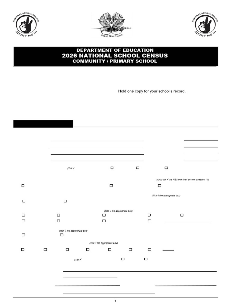 2026 School Census Form-Primary | PDF | Toilet | Teachers