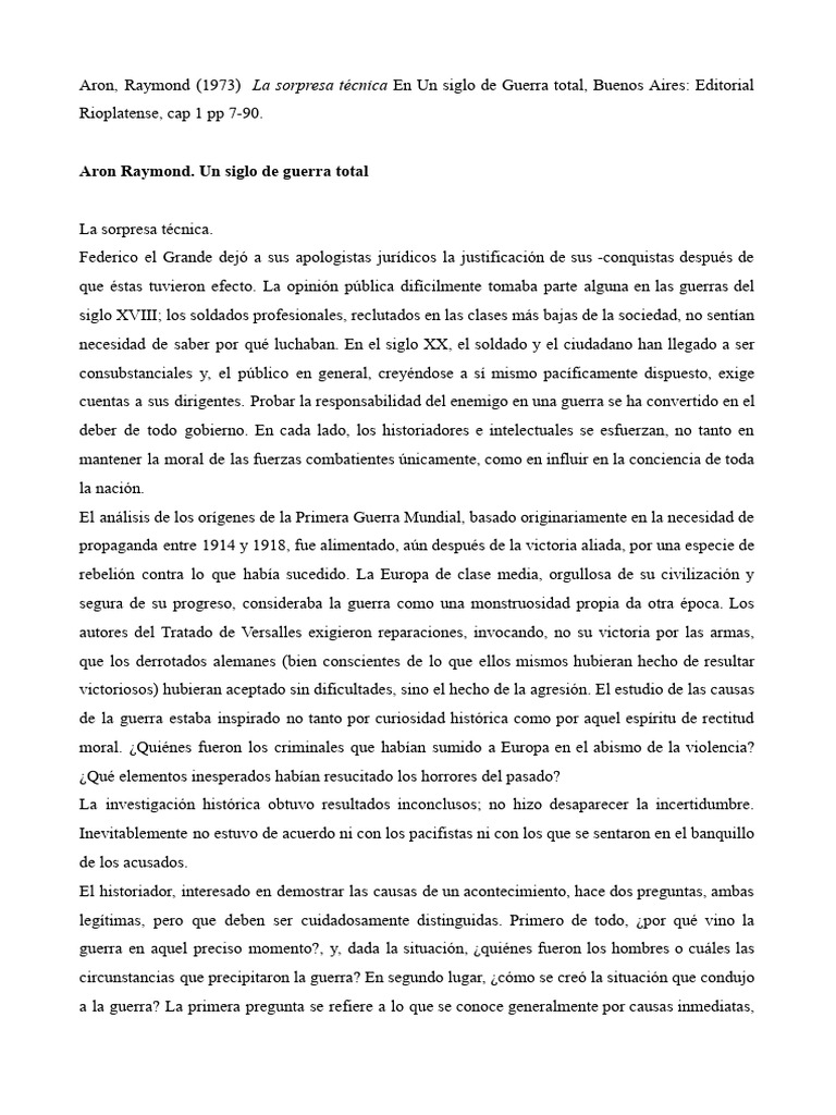 Aron, R La Sorpresa Técnica.doc | PDF | Austria Hungría | Alemania