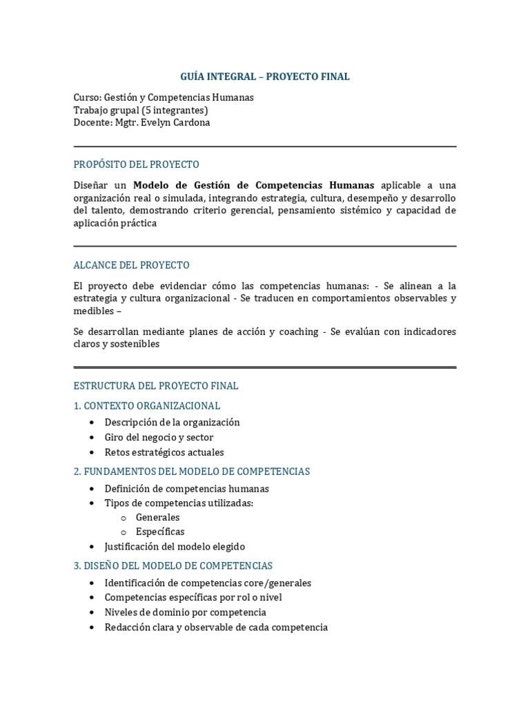 Proyecto Final - Gestión YCompetencias Humanas | PDF | Diseño