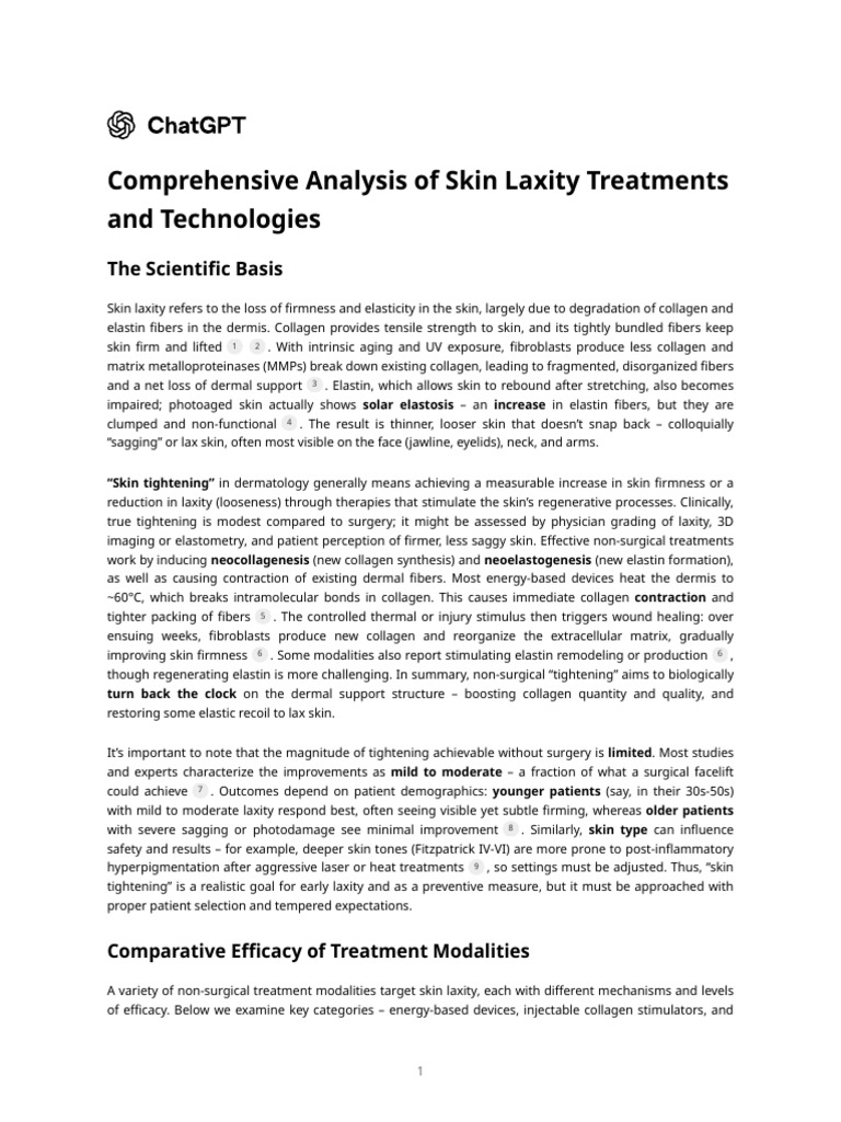 Comprehensive Analysis of Skin Laxity Treatments and Technologies | PDF ...