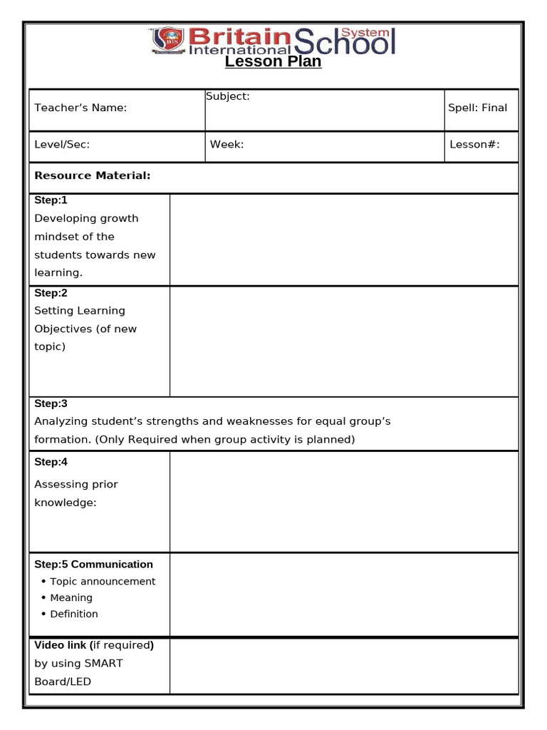 Lesson Plan Empty | PDF