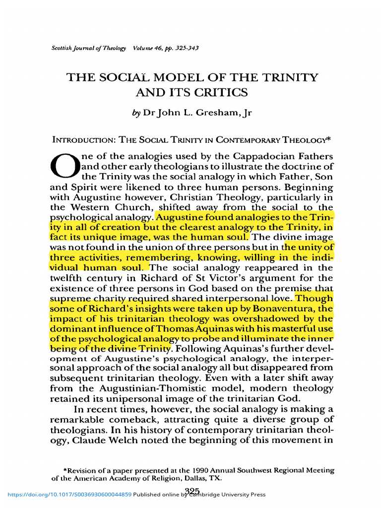 Social Model of The Trinity and Its Critics | PDF | Trinity | Christology