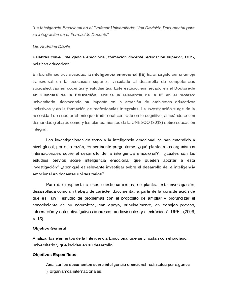 La Inteligencia Emocional en El Profesor Universitario | PDF | Las ...