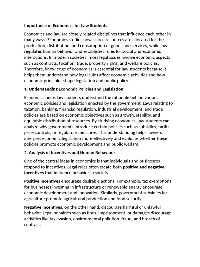 Importance of Economics For Law Students | PDF | Elasticity (Economics ...