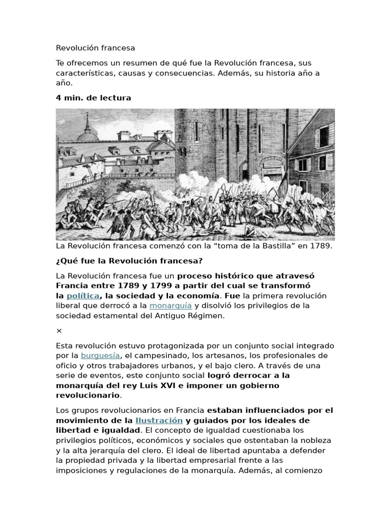 Revolucion Francesa Resumen | PDF | revolución Francesa | Francia