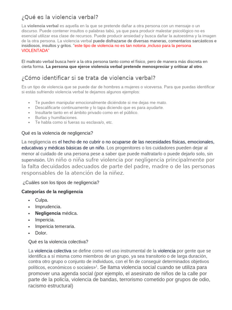 Qué Es La Violencia Verbal | PDF | Violencia | Agresión