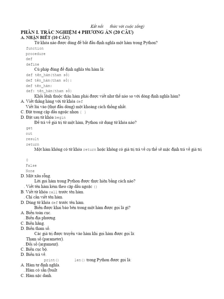 Bài 26. Hàm Trong Python | PDF