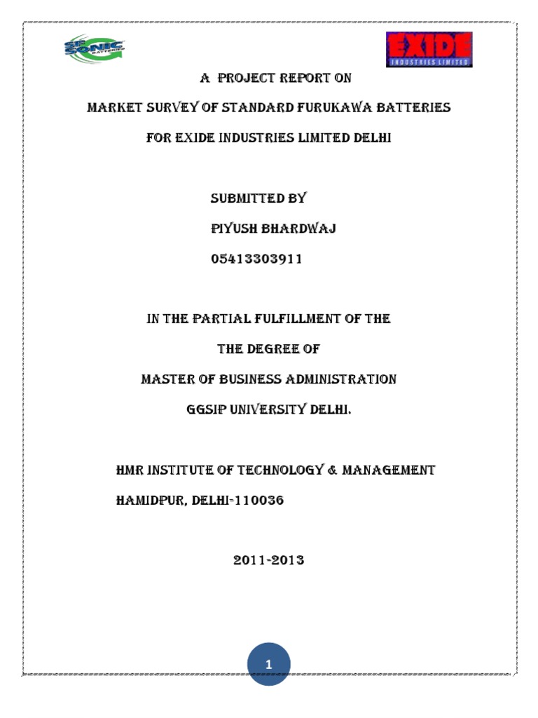 research report on exide industries