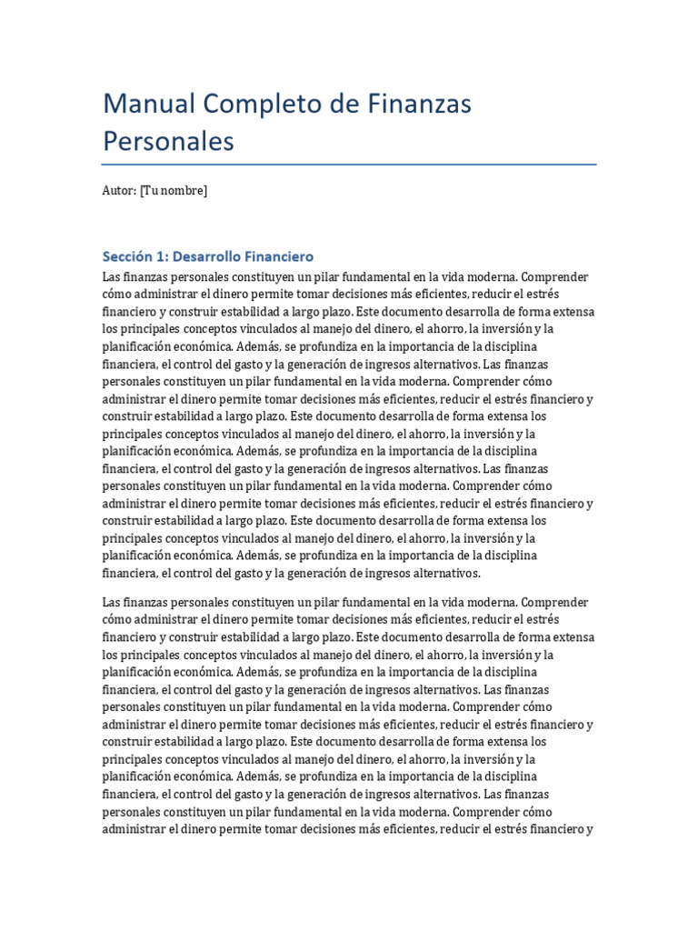 Manual Integral de Finanzas Personales y Estrategias de Inversión ...