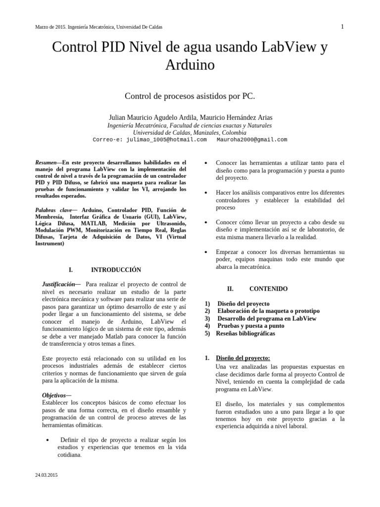 Control PID Nivel de Agua Usando LabView | PDF | Diseño | Adquisición ...