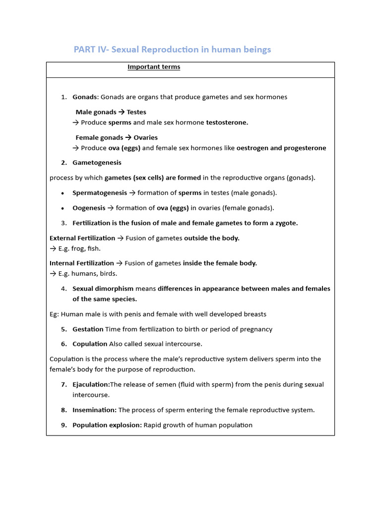 Part Iv-Sexual Reproduction in Humans | PDF | Menstrual Cycle | Sexual ...