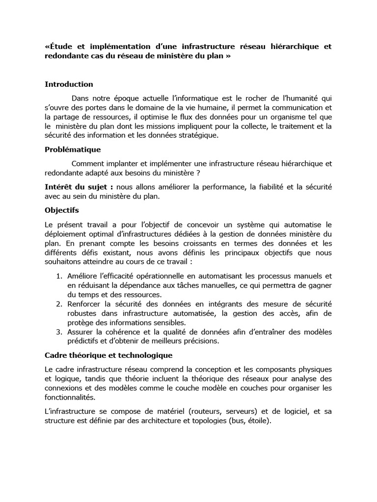 Étude Et Implémentation D'une Infrastructure Réseau Hiérarchique Et ...