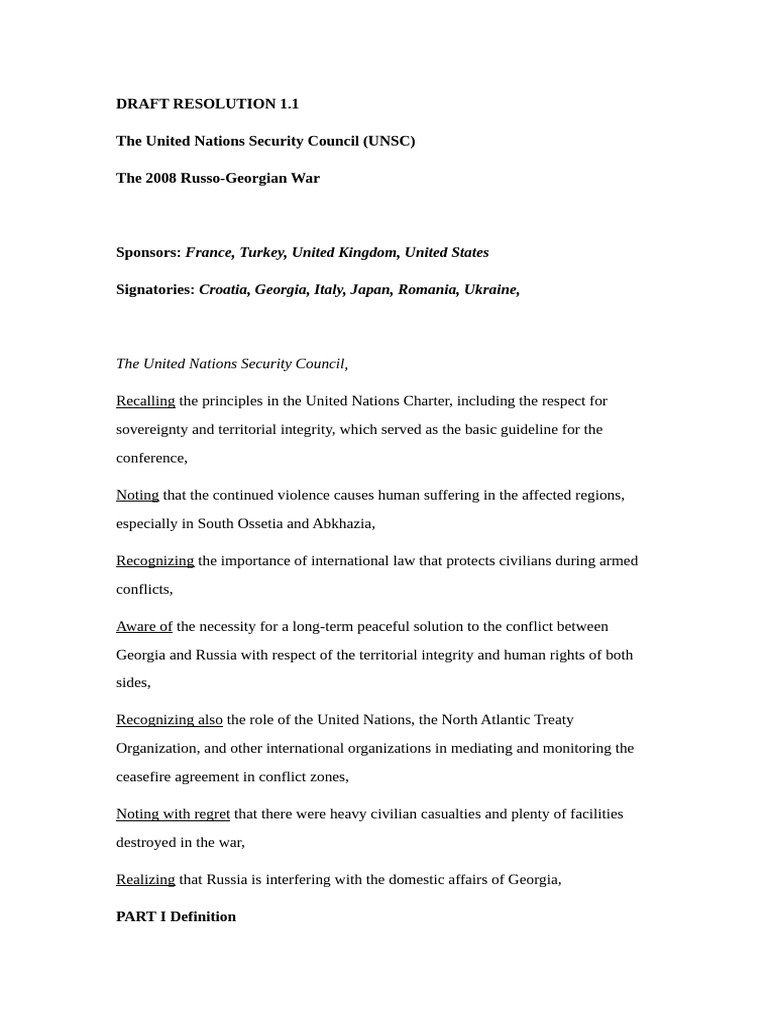 Draft Resolution 1.1 | PDF | Georgia (Country) | United Nations
