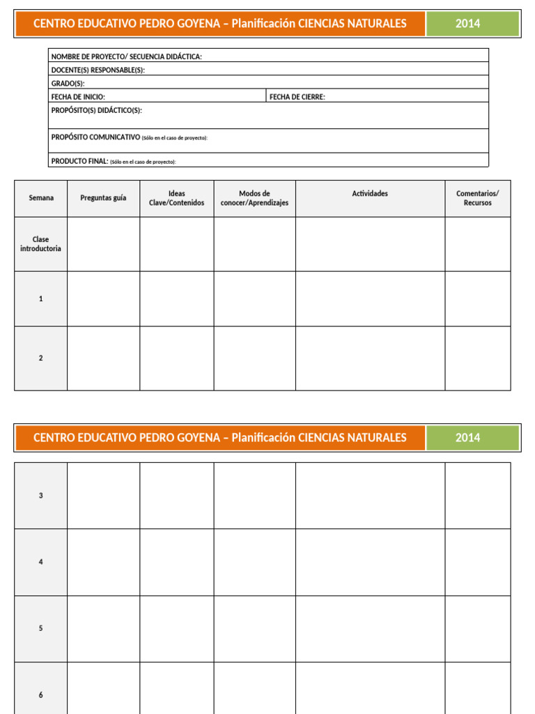 CEPG 2014 Plantilla Planificacion NATURALES | PDF