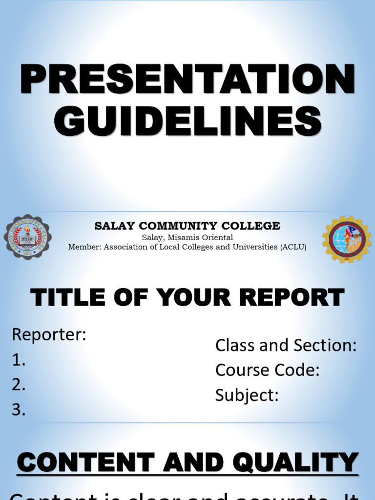 Presentation Guidelines | PDF