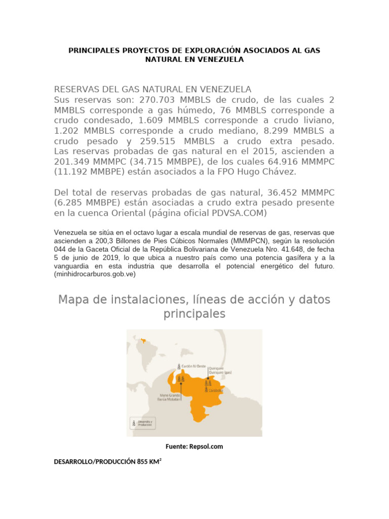 Principales Proyectos de Exploración Asociados Al Gas Natural en ...