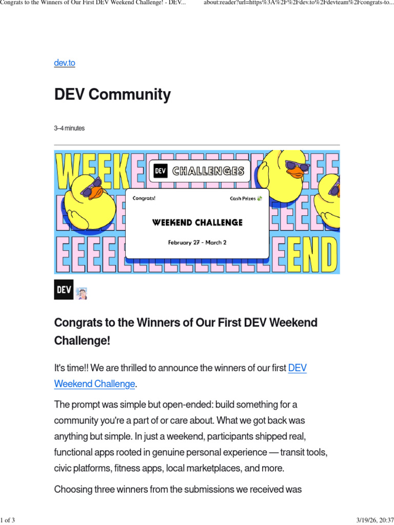 Congrats To The Winners of Our First DEV Weekend Challenge! - DeV ...