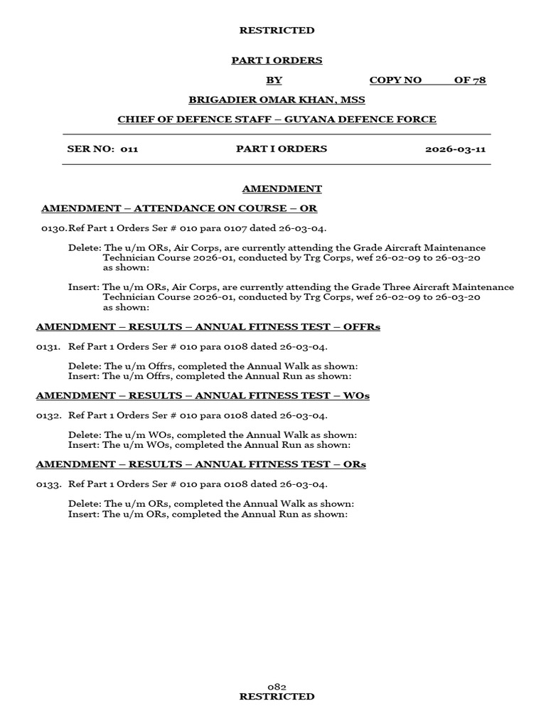 Part 1 Orders 011 Signed | PDF | Military Rank | Military Organization