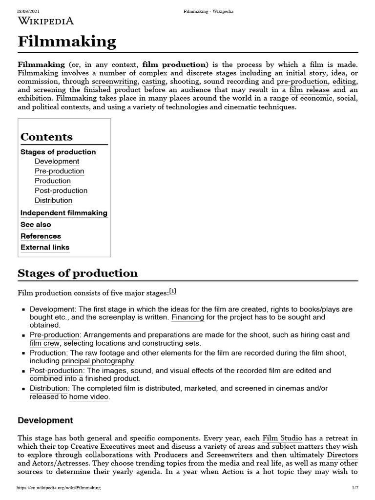 Stages of Film Making Info | PDF | Filmmaking