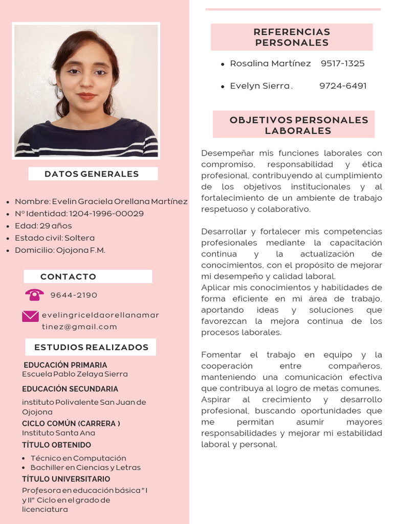 Copia de Currículum Vitae CV Diseñadora y Arquitecta Minimalista Rosa ...