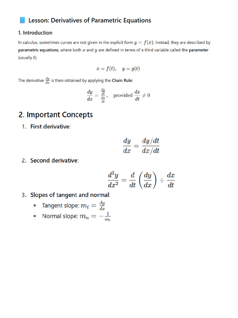 Parametric Equations Lesson 1 | PDF