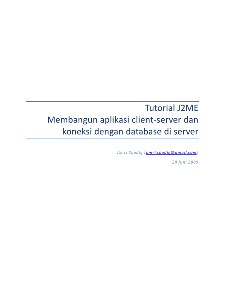 Tutorial J2ME Client Server Database | PDF