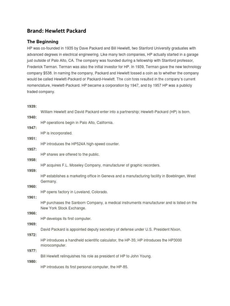 HP & Compaq: A Historical Timeline | PDF | Hewlett Packard | Computer ...