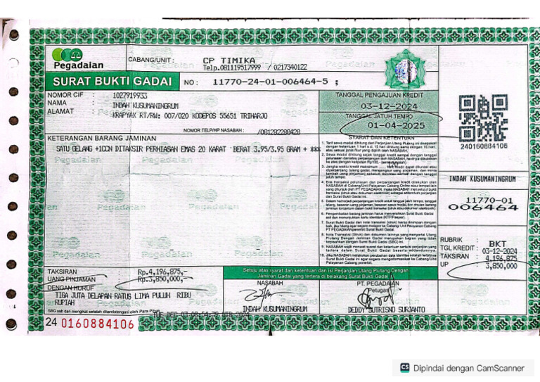 Surat Pegadaian | PDF