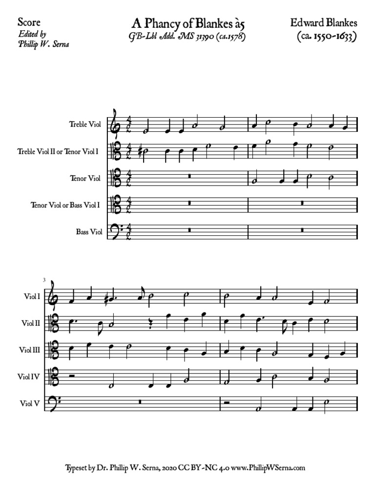 Blankes - A Phancy of Blankes | PDF | Pitch (Music) | Baroque