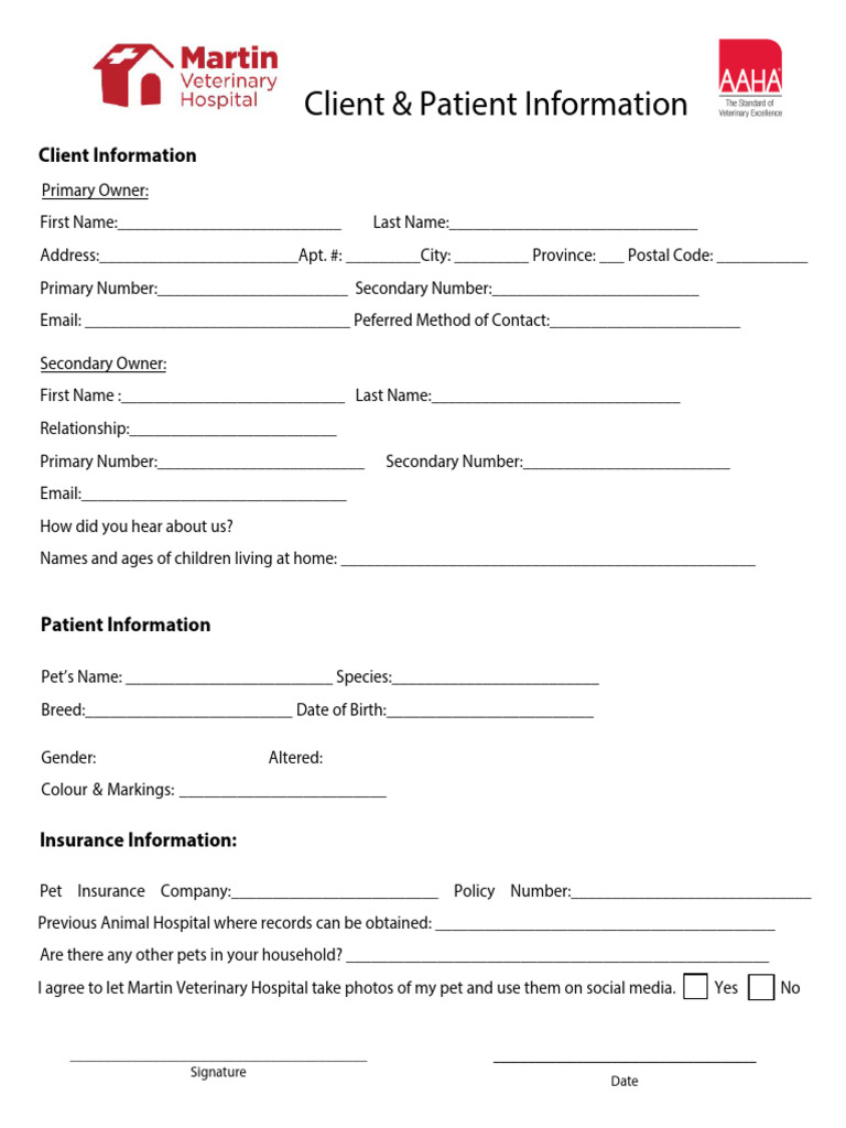 New Client Fillable Form 2025 | PDF | Veterinary Medicine | Pet