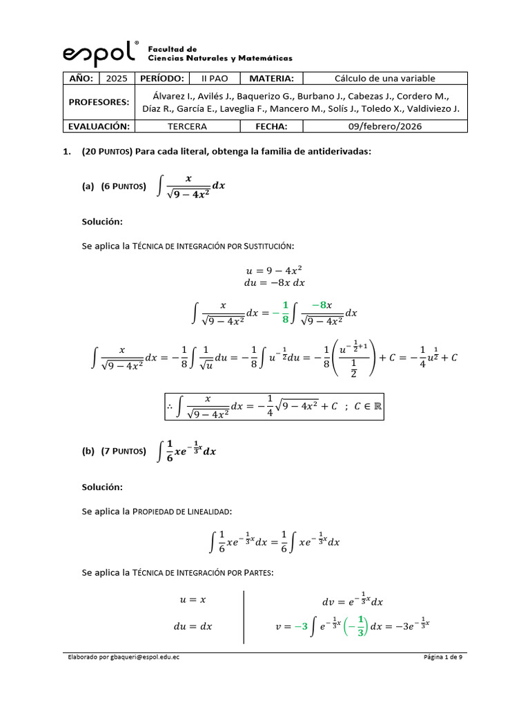 2025 II PAO CUV Ex3 Presencial Solución (1) | PDF | Derivado | Función ...