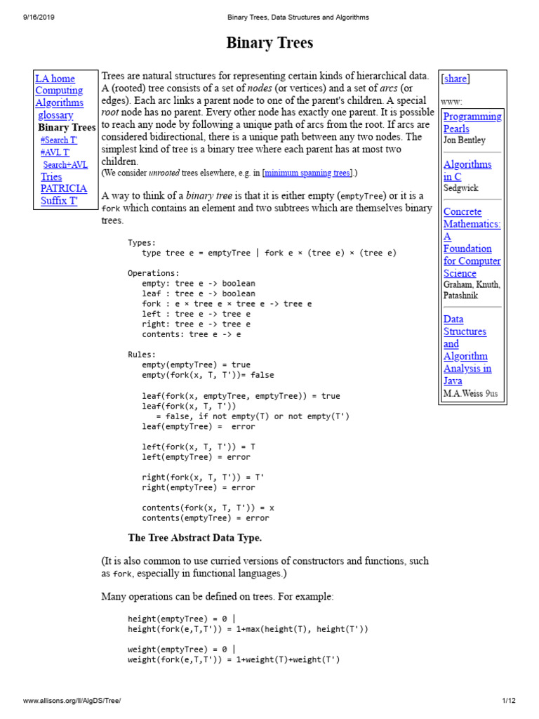 Binary Trees, Data Structures and Algorithms | PDF | Parsing | Computer ...