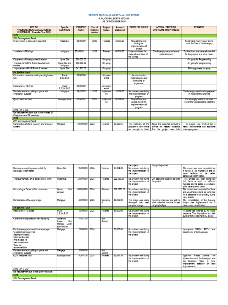 Project Analysis and Impact Report Matrix | PDF | Civil Engineering
