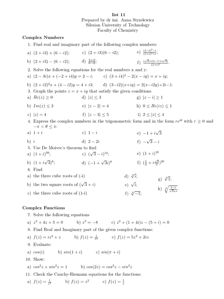 Complex Numbers and Complex Functions | PDF | Mathematical Analysis ...