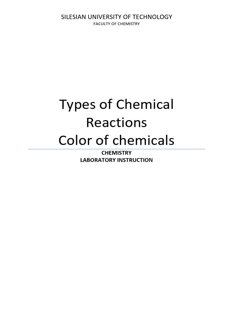 Types of Chemical Reactions - Lab Instruction | PDF | Redox | Chemical ...