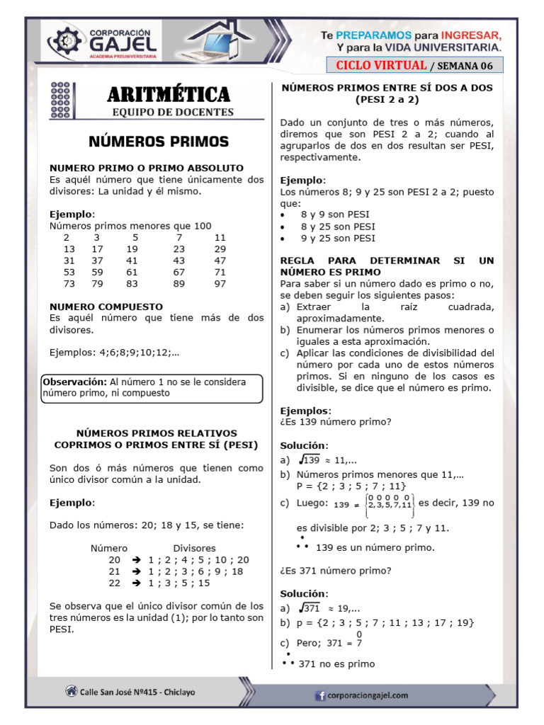 Numeros Primos | PDF | Número primo | Números