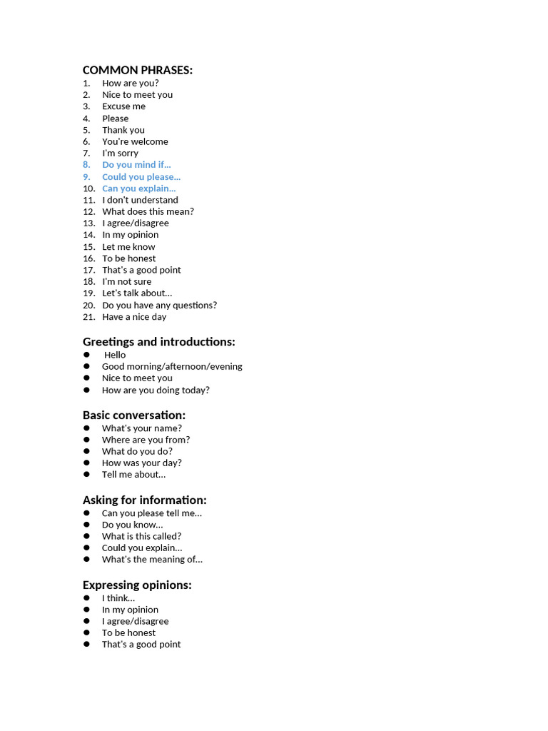Common Phrases | PDF