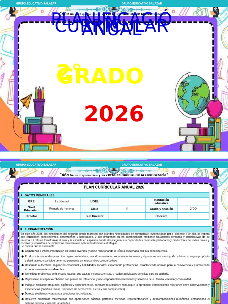 Plan Curricular Anual - Segundo Grado - 2026 | PDF | Bailes | Comunicación