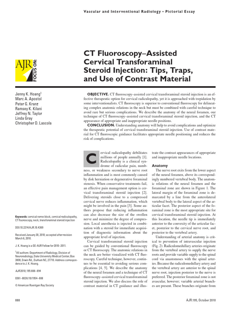 Kranz Et Al 2012 CT Fluoroscopy Assisted Cervical Transforaminal ...