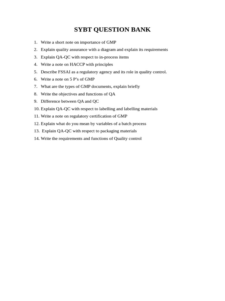 Sybt Question Bank | PDF