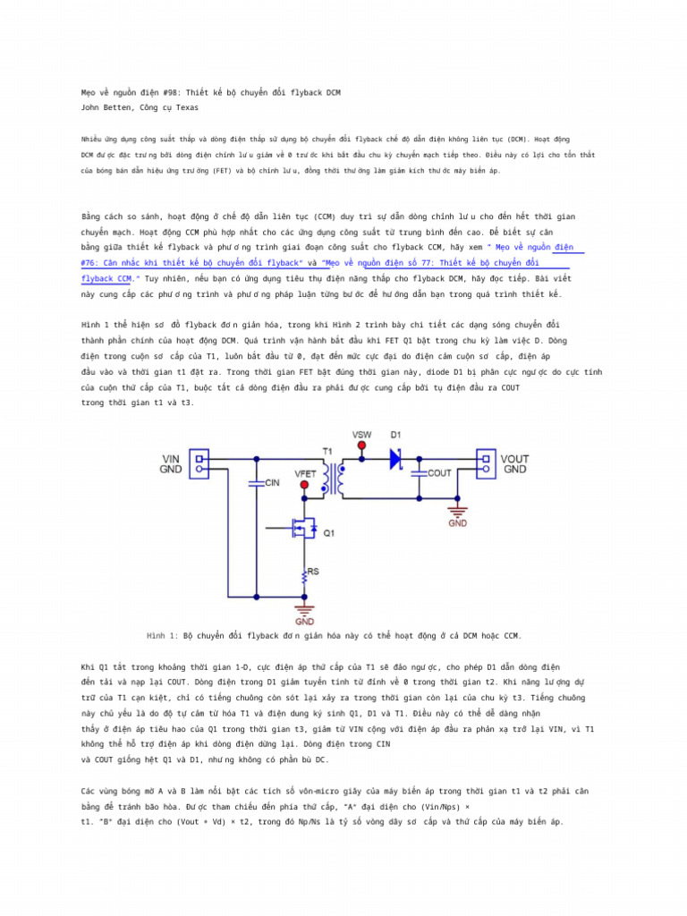 Power Tip #98 - Designing A DCM Flyback Converter Tran | PDF