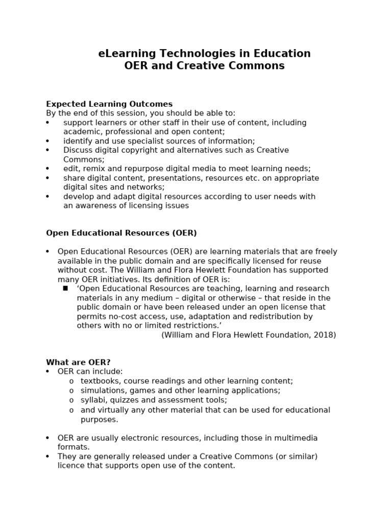 OER and Creative Commons | PDF