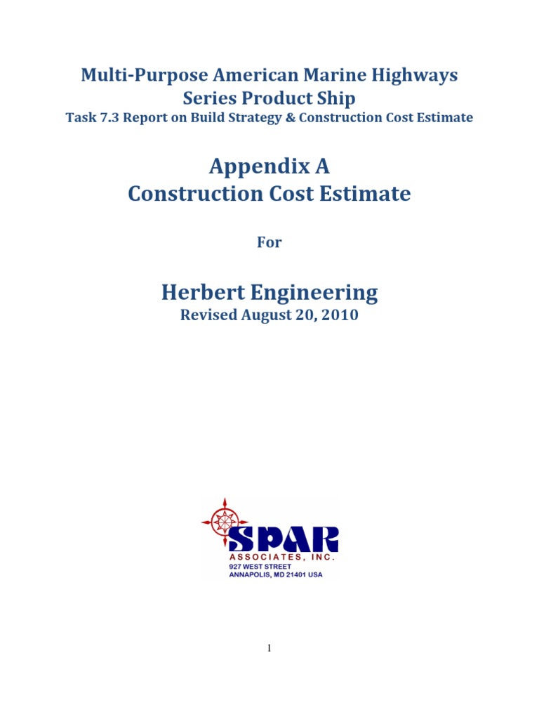 Costruction Cost Estimate PDF Shipbuilding Ships