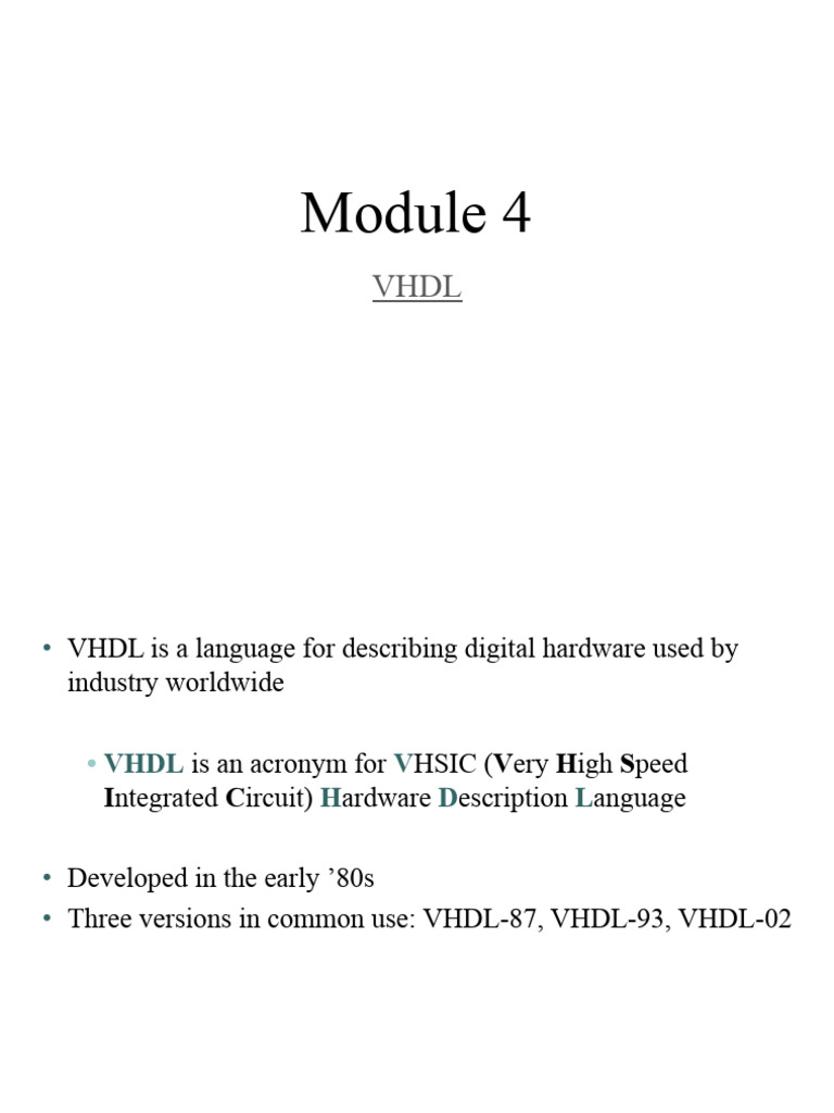 Module 4 - VHDL | PDF | Vhdl | Hardware Description Language
