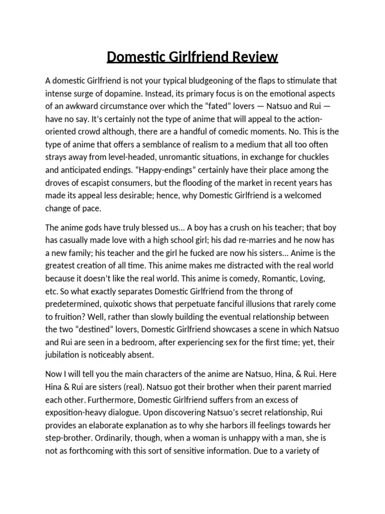 Domestic Girlfriend Review | PDF
